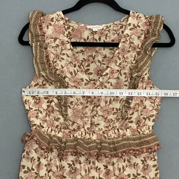 By the River Womens Dress M Ivory Punk Ditsy Floral Midi Cottagecore‎ Peasant - Picture 8 of 14